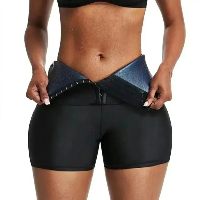 Faja Short Sauna cintura alta con ganchos y forro interno